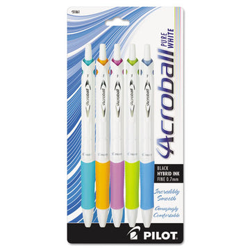 Pilot® Acroball Purewhite Advanced Ink Ballpoint Pen, Retractable, Fine 0.7 Mm, Black Ink, Assorted Barrel Colors, 5-pack freeshipping - TVN Wholesale